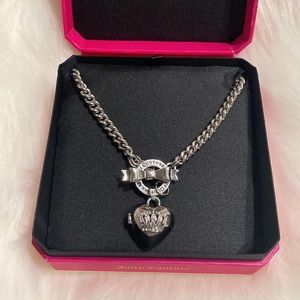 Juicy Couture Silver Necklace Crowned Heart Locket Like New Excellent Co…